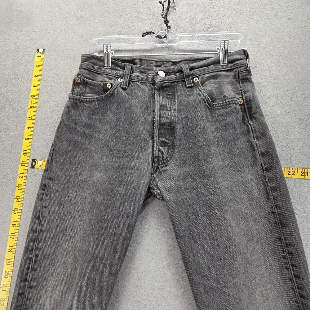 Vintage Levis 501‎ Jeans Mens Black Charcoal Wash Button Fly Made USA Fits 26x30